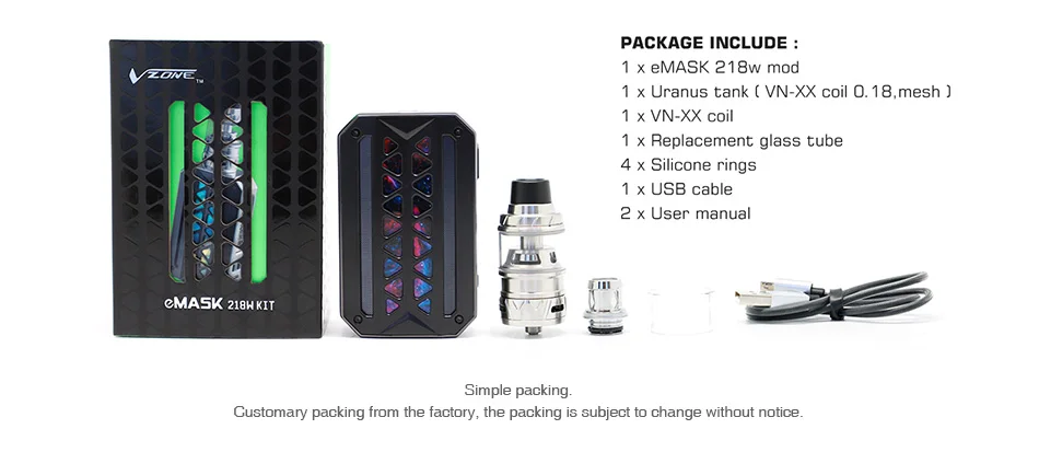 Vzone eMask 218W TC Kit with Uranus Tank