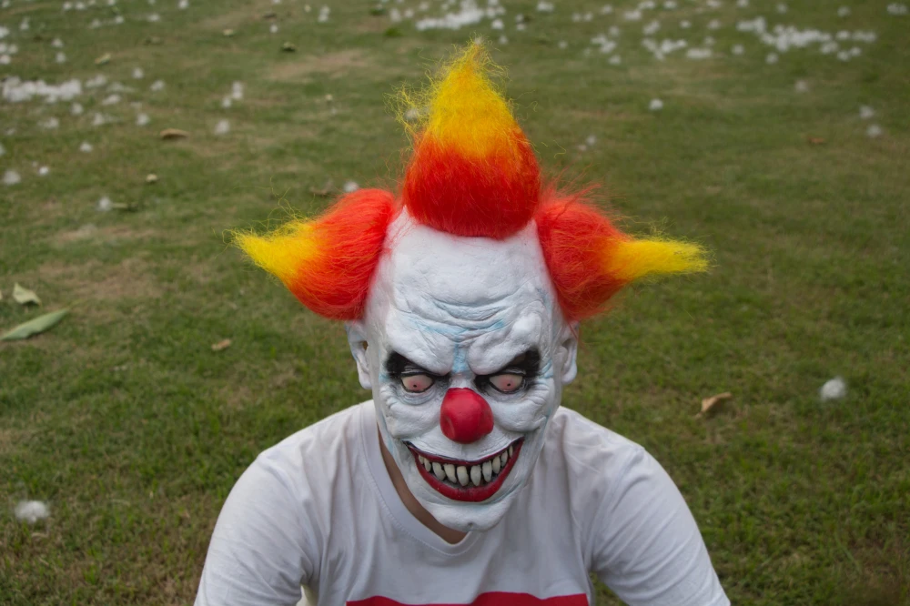 Страшная злая маска клоуна латексная резиновая маска костюм на Хэллоуин маска клоуна с волосами для взрослых