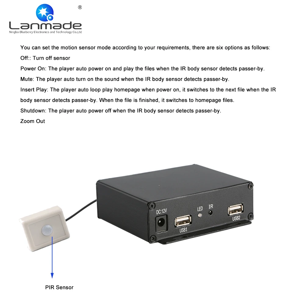 MPC1920-3 авто петля играть Lanmade легко работать датчик движения человека медиаплеер