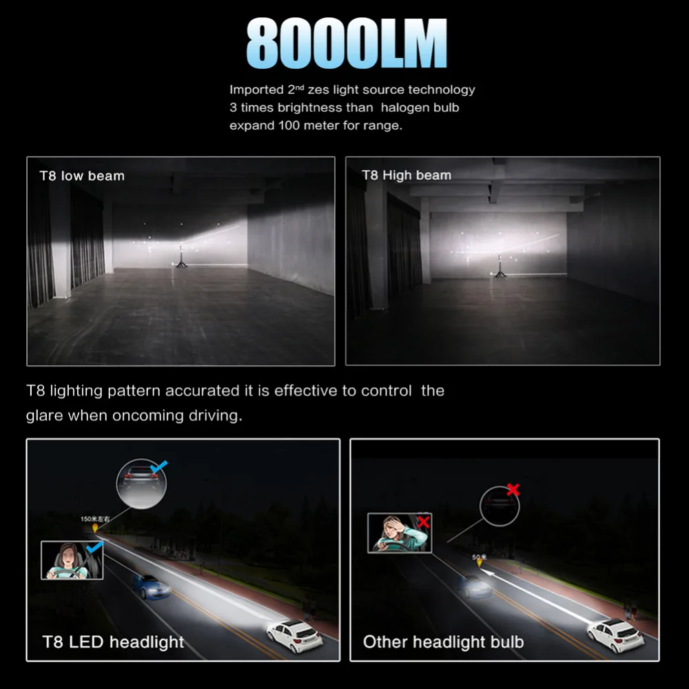 Одна пара H4 Hi/Lo H7 H11 9005 9006 H13 светодиодный автомобильный головной светильник ZES Chips