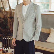 Летний стиль с длинным рукавом костюм мужской ретро повседневный один китайский стиль диск Пряжка модная повседневная мужская куртка