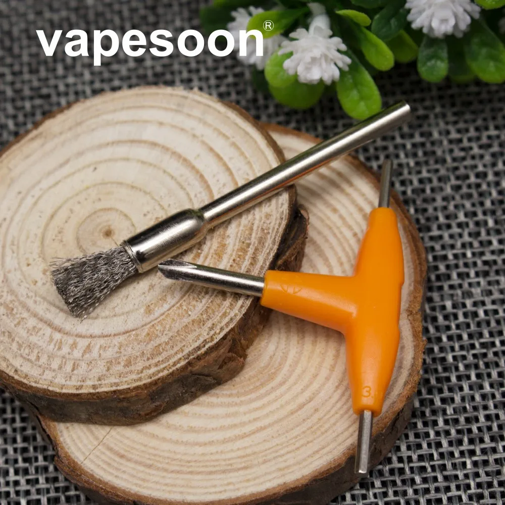 

e-Cigarette DIY Tool Combination T-type Screwdriver + Cleaning brush for DIY RDA RDTA Atomizer Tank Heating Wire Coil