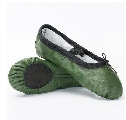 Flower's Secret/Балетки для женщин и девочек; удобная дышащая танцевальная обувь из свиной кожи для взрослых и детей; обувь для занятий йогой; танцевальная обувь - Цвет: Green