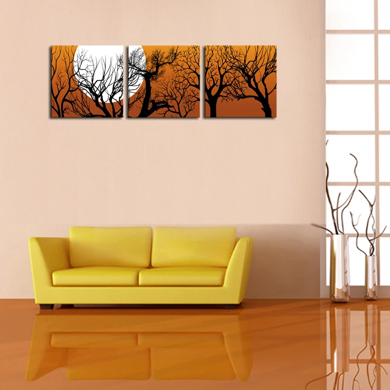 kussen Vlak constante Hot Verkoop 3 Stuks Muur Art Vierkante Canvas Schilderij Moderne Maan En  Bomen Goedkope Foto Woondecoratie Canvas Schilderij Unframed| | - AliExpress