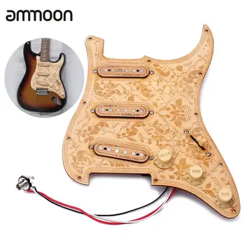 

Loaded Prewired Wooden Guitar Pickguard Maple Wood Plate SSS Pickups with Decorative Flower Pattern for Electric Guitars