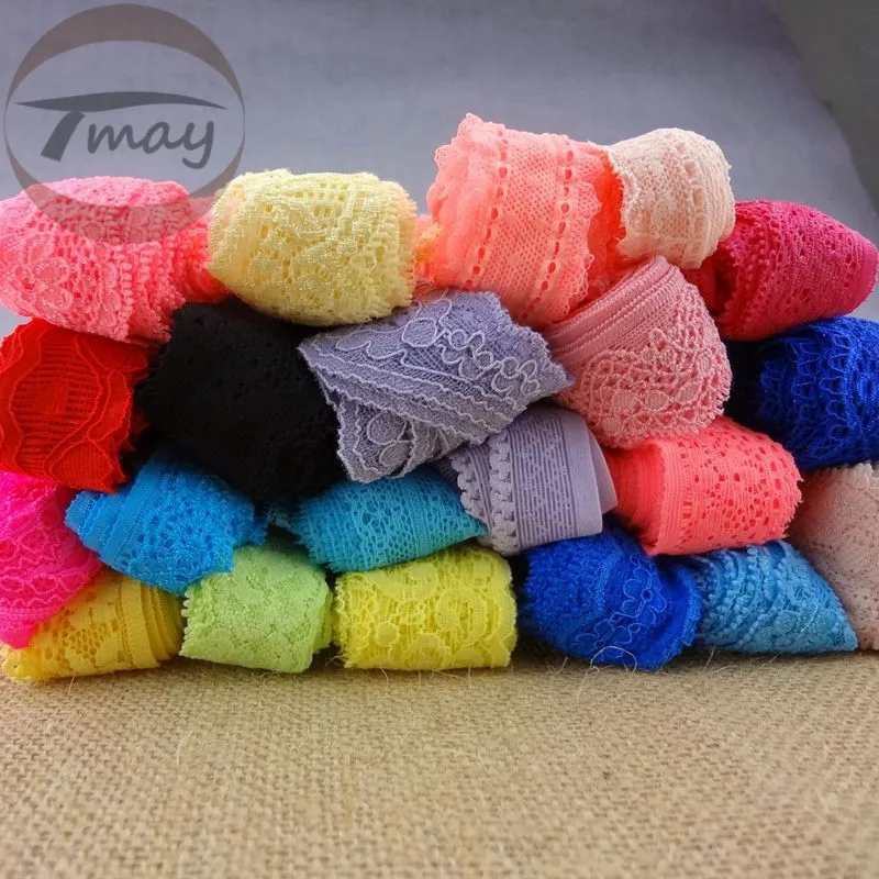 

#336 Lace Ribbon 88 yards/lot 22colors 16-35MM Wide stretch elastic lace Trim Sewing Lace Appliques Clothing crafts underwear