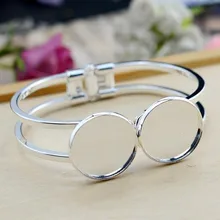 Высокое качество 20 мм посеребренный Браслет База Браслет Пустые фурнитура лоток рамка Установка Кабошон Камея(L6-09