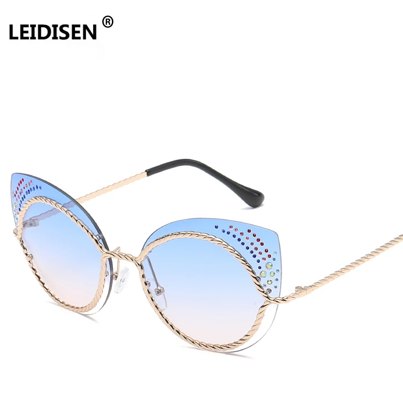 Солнцезащитные очки LEIDISEN Cateye роскошные модные солнцезащитные в металлической