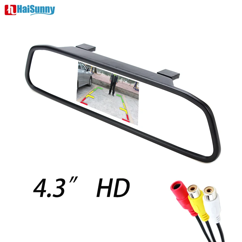 HaiSunny 4 3 Digital TFT LCD Mirror Car Parking Rear View Monitor With 2 Video Input