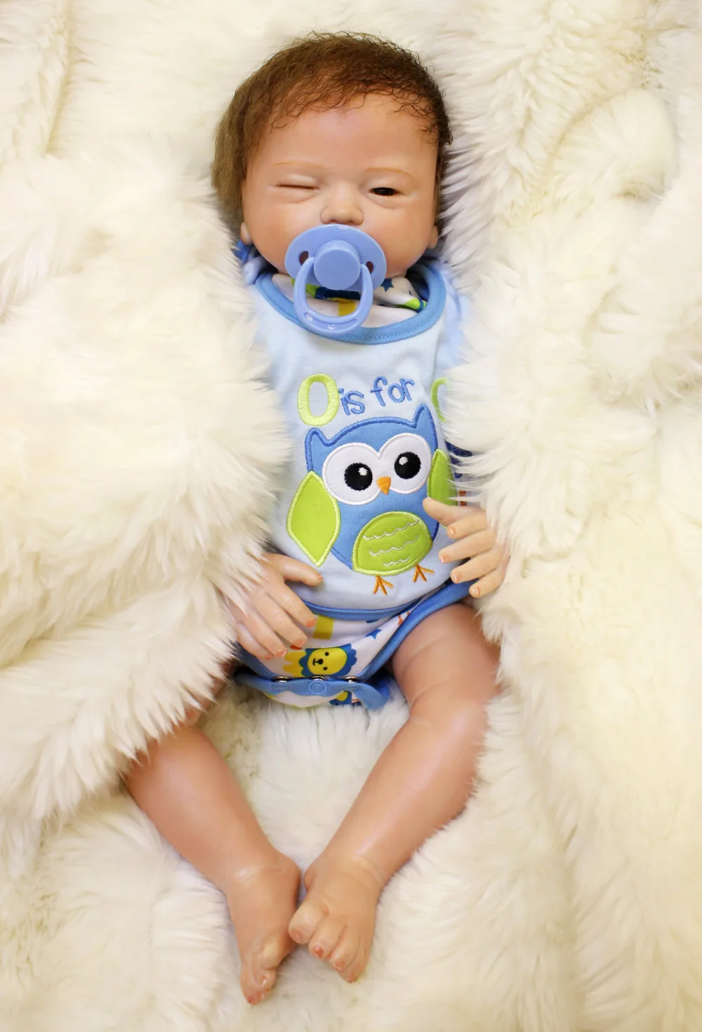 

NPK Newborn 18 Inches 45 cm Lifelike Baby Dolls Newborn Bebe Dolls Reborn One eye Open Other Closed Toys For Children