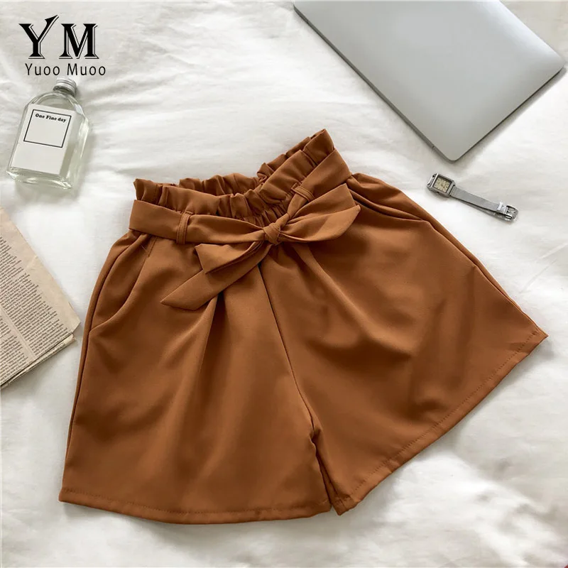 YuooMuoo, хорошее качество, удобные, новинка, корейский стиль, женские милые шорты, высокая талия, свободные, широкие, короткие, для женщин, эластичный пояс - Цвет: Оранжевый