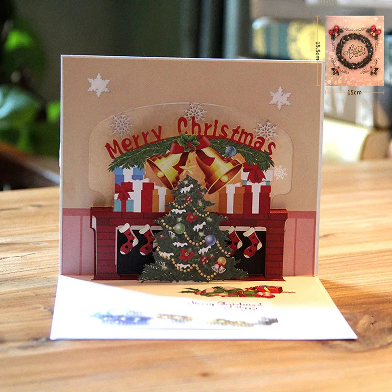  2018 New Year 3D Laser Cut Handmade Color Printing Merry Christmas Blessing Cards Paper Invitation  - 32828198492