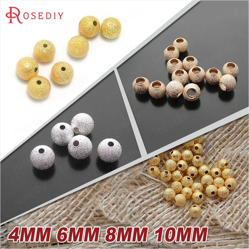 

100PCS 4MM 6MM 8MM 10MM Silver and Gold Color Brass Metal Round Beads Matte beads Handmade Jewelry Findings Accessories