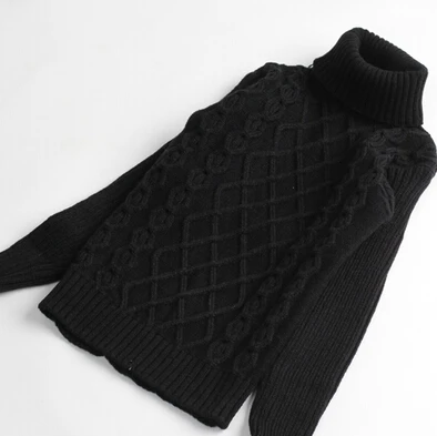 Новое поступление, Детский свитер для девочек на зиму, теплые детские свитера с высоким воротником для девочек, Свитера для мальчиков и девочек в консервативном стиле, одежда - Цвет: Black