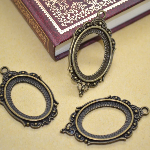 

8 pcs Antique Bronze Charms hollow metal Cabochon pendant DIY Jewelry Making 14116