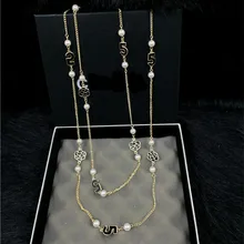XL23 CC joyería de lujo famosa marca a largo perla colares collier sin cuello de la flor de La Camelia collares collares mujer perle de wom