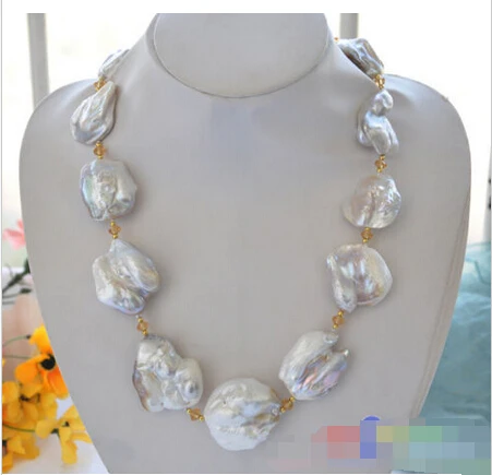 

HUGE nature 42mm baroque white KESHI REBORN PEARL citrine NECKLACE 23inch^^^@^Noble style Natural Fine jewe FREE SHIPPING