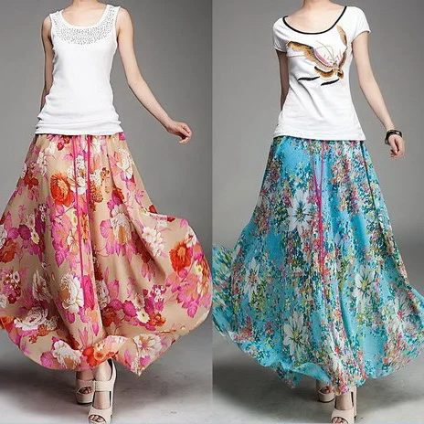 Floor skirting designer ladies fashion long skirts suit latest flower ...