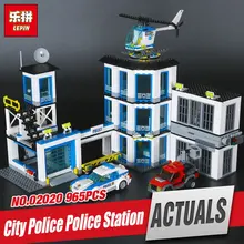 Lepin 02020 965Pcs City Series The New Police Station Set children Educational Building Blocks Bricks Boy Toys Model Gift 60141
