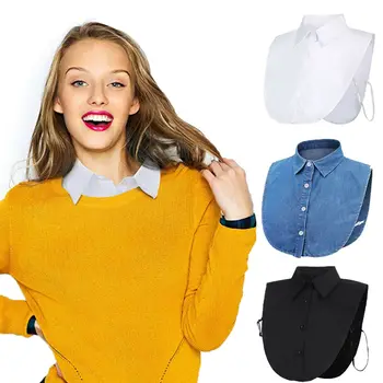 

Women Ladies Fake False Lapel Half Shirt Style Blouse Detachable Removable Collar Unisex Men Women Accessories Neck Decor Polyes