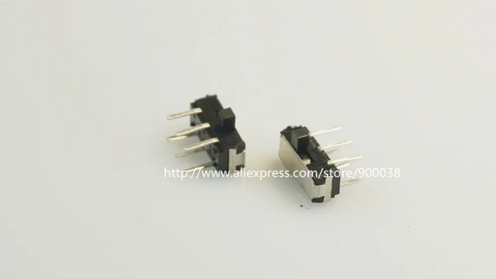 

10 pcs Miniature Slide Switch 6 Pin 2P2T DPDT ON-ON Right Angle Through Hole DIP Solder PCB 2.00mm Knob Height