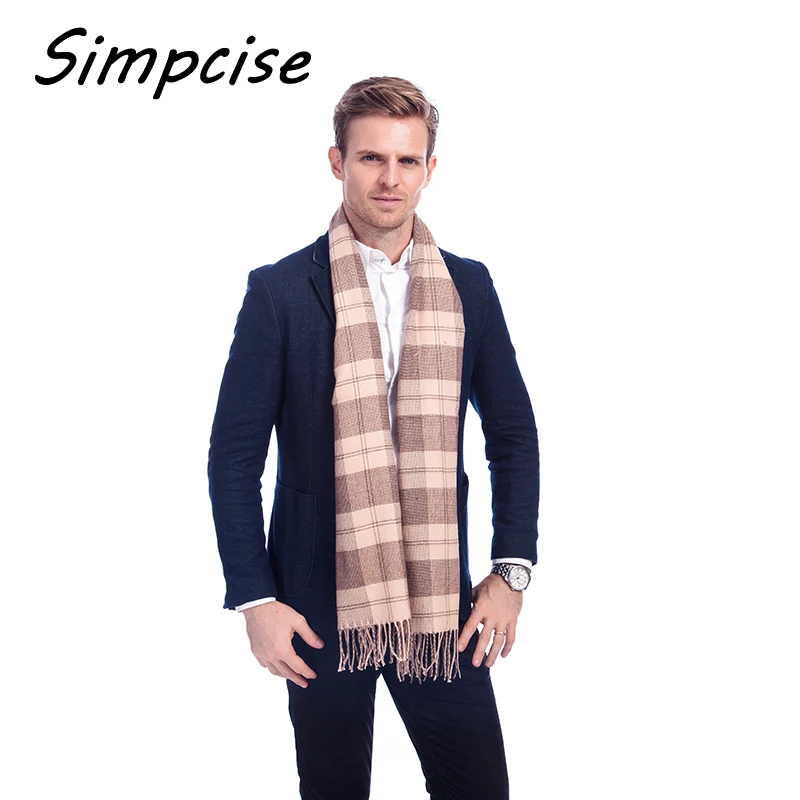 best scarves for men Business Tartan winter men scarf Big Size Soft Tassel Left And Right Version Cachecol  Brand A3A1743 black scarf mens