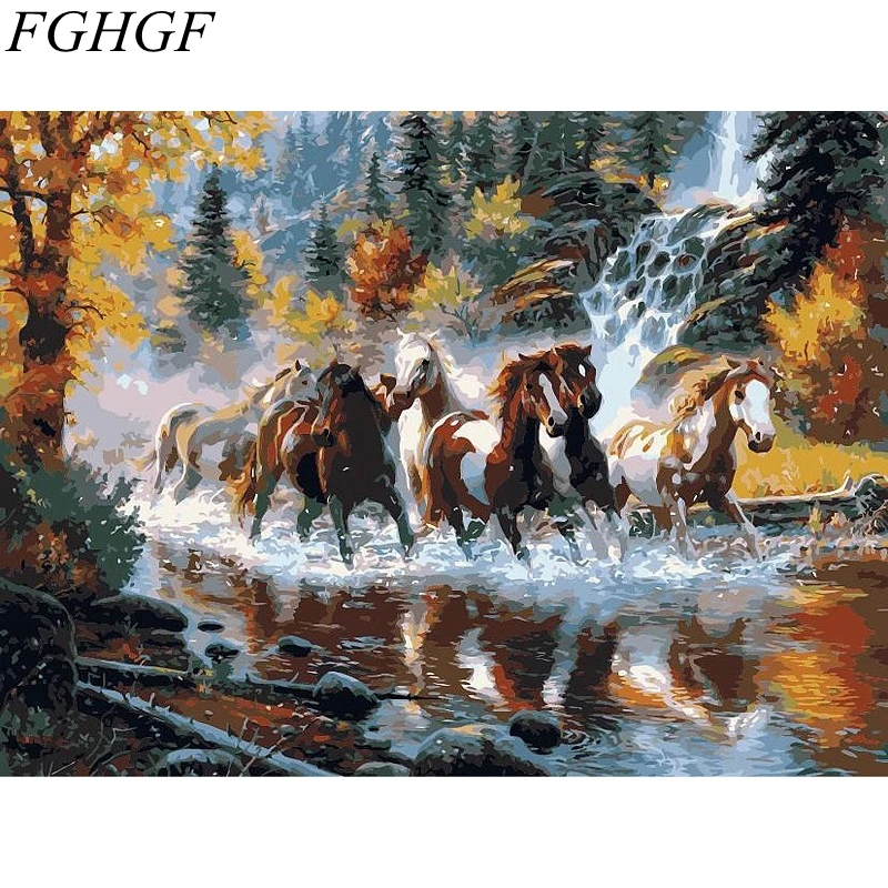 

FGHGF Horse Frameless Pictures DIY Painting By Numbers Oil Painting By Numbers On Canvas Europe Home Decoration