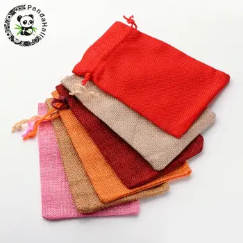 

30pcs Polyester Imitation Burlap Packing Pouches Drawstring Bags for Jewelry Gift Storage Packaging ,Mixed Color, 13.5x9.5cm