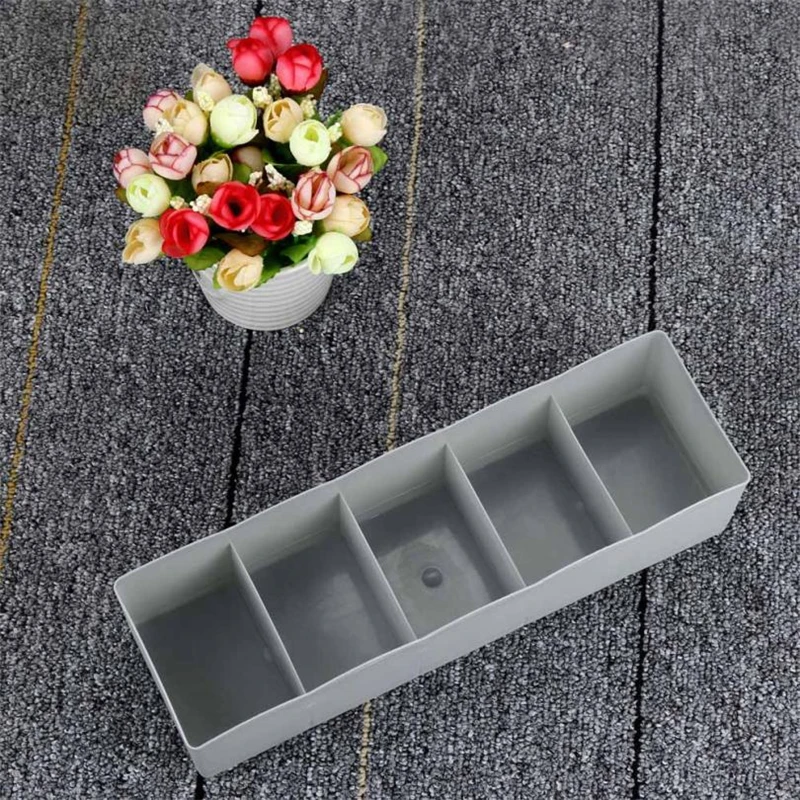 2018 new Fashion  5 Cells Plastic Organizer Storage Box Tie Bra Socks Drawer Cosmetic Divider Tidy Hot selling good qualityC020811