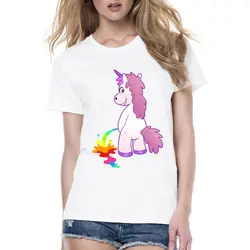 Новинка, забавная футболка с изображением радуги и животных, летняя футболка с рисунком Харадзюку, Женская Новинка, футболка с короткими