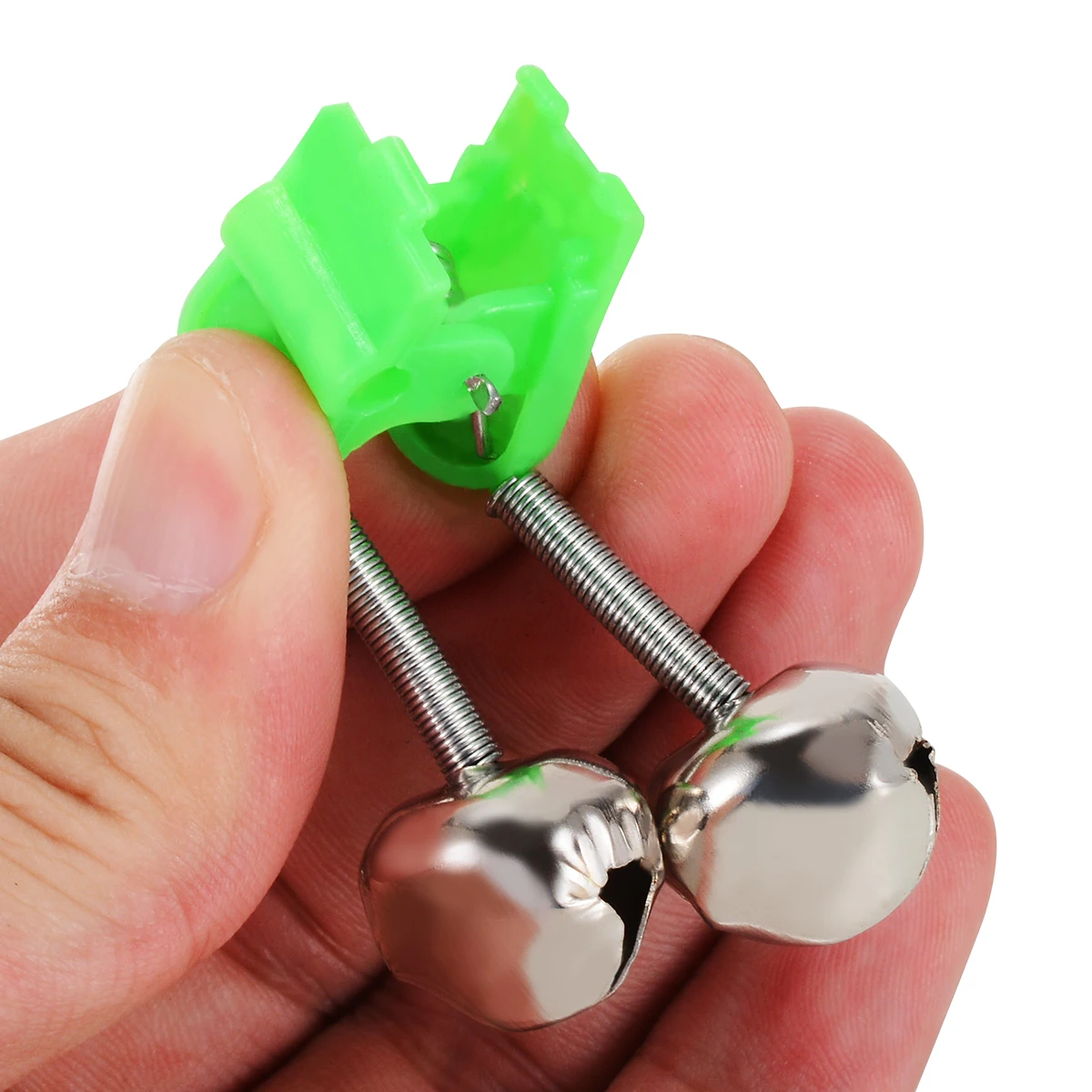 10Pcs/Lot Double Twin Bells Ring Bite Alarm Night Fishing Rod Tip LED Light Clip Outdoor Fishing Tackle Box Tools Random Color