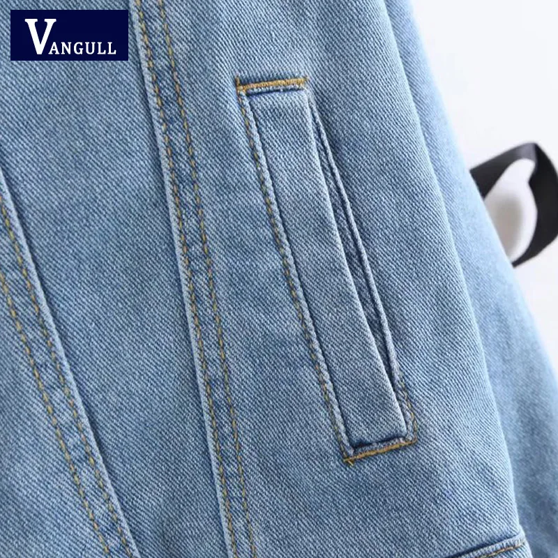 incredible  Spring Blue Lace Up Lattice Eyelets Back Classic Basic Denim Jacket New Style Single Breasted Casua