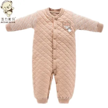 

Baby Quilted Romper Jumpsuit Winter Long-sleeved Zipper Unisex colored Cotton Thicken Soft Children Climb Clothes Romper