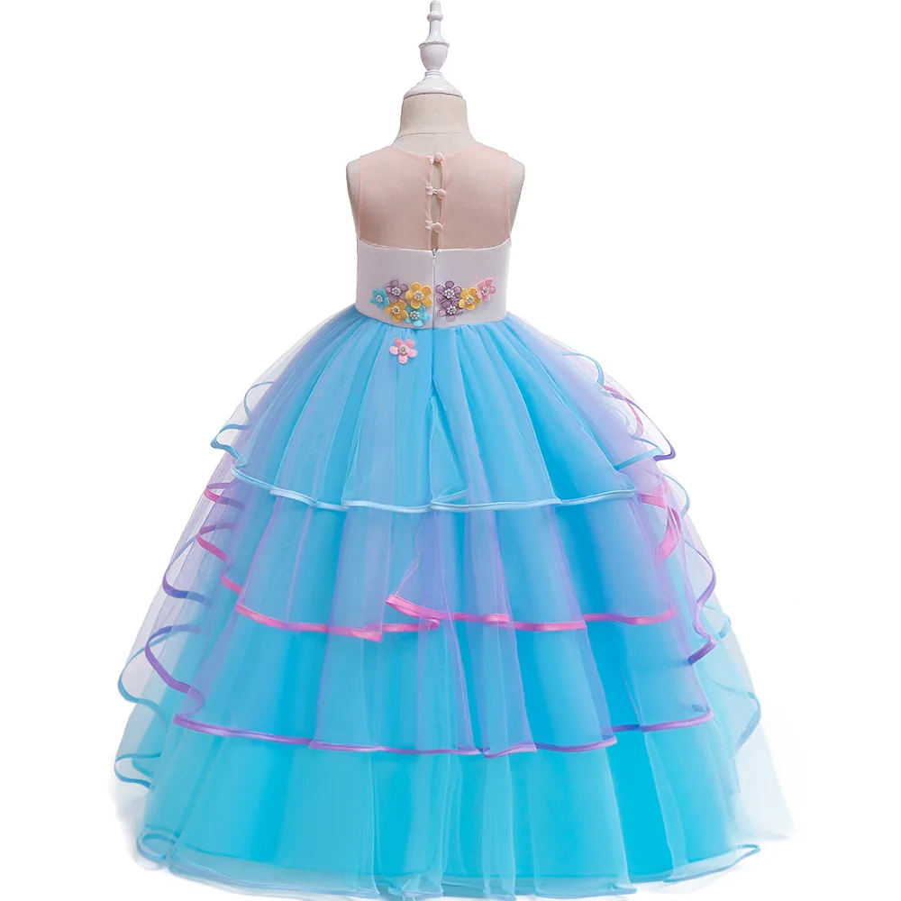 newborn baby girl skirt Flower girl Unicorn rainbow wedding party dress girl birthday party Unicorn role dance performance dress smocked baby dresses