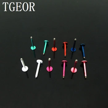

Hot wholesale body jewelry parts 60pcs 1.2*10mm mixed 6 colors stainless steel piercing labret shaft free shipping