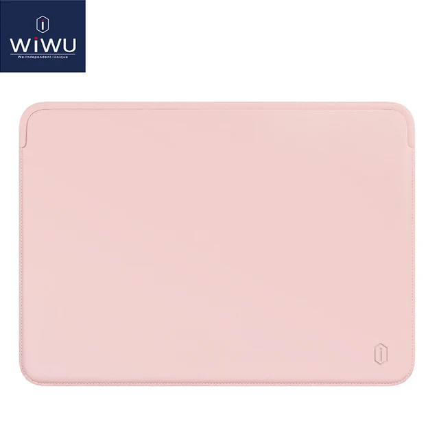 WiWU Laptop Sleeve for MacBook Air 13 Case Water-resistant PU Leather Laptop Case for MacBook Pro 13 Ultra-slim for MacBook Pro Pink