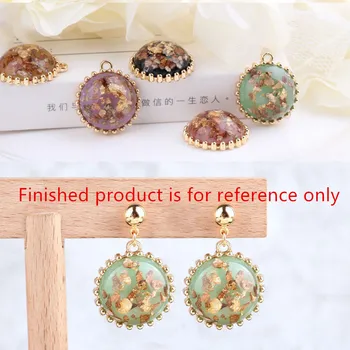 

30pcs/lot color resin core decoration geometry rounds shape alloy floating locket charms diy jewelry earrings/garments pendants
