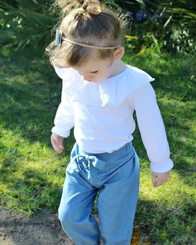SOSOCOER/комплекты одежды для девочек Одежда для маленьких девочек белая рубашка с длинными рукавами и рисунком лотоса, штаны Детский костюм из 2 предметов для девочек, одежда для детей