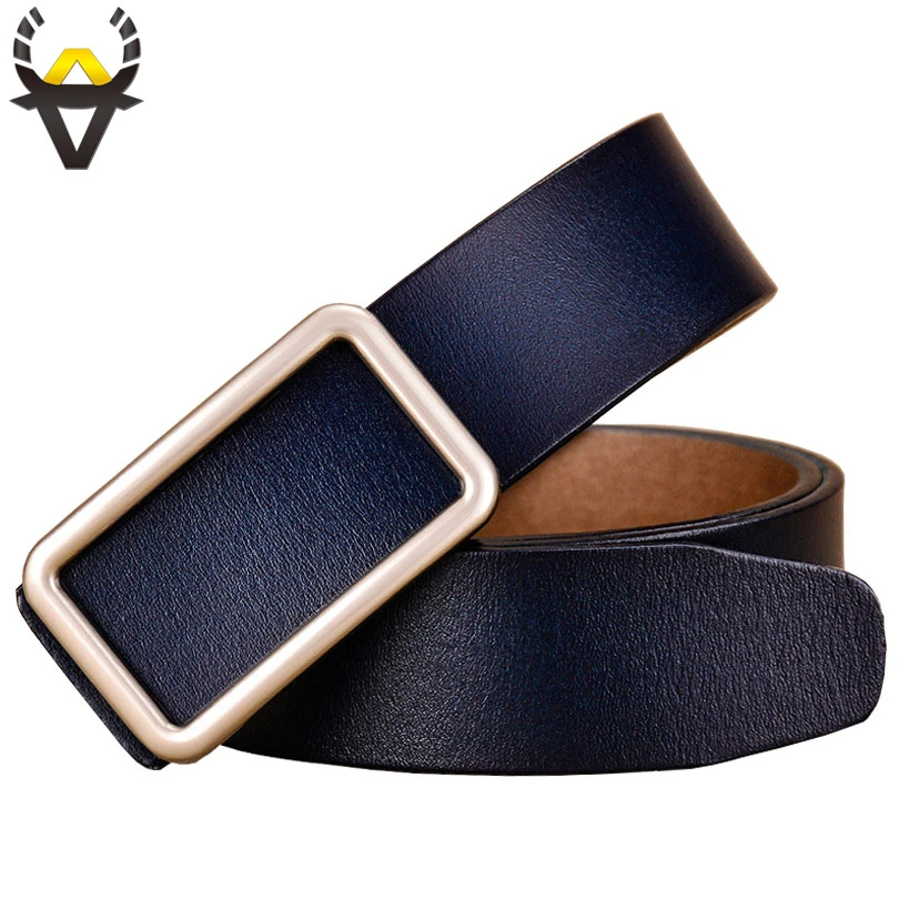 Cinturones de cuero genuino para mujer, hebilla de Pin de diseñador de moda, faja de calidad para mujer, segunda capa, piel de vaca, correa Jeans femeninos, azul|genuine leather belt women|genuine