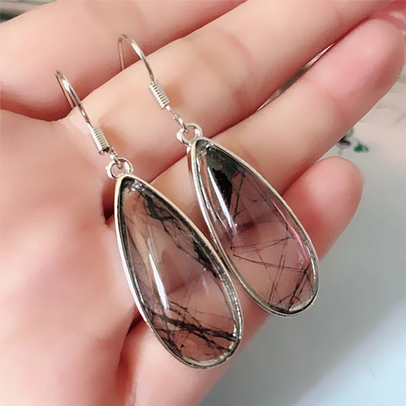 

2019 Elegant Crystal Water Drop Earrings For Women Trend Black Wire Christmas Party Women Safety Earring Fashion Jewelry Z5J624