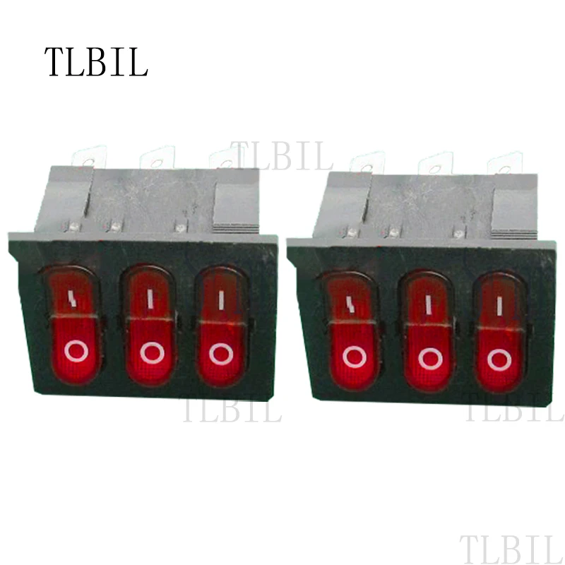 

2Pcs/lot KCD4 Triple 9-pin rocker switch 15A/250V