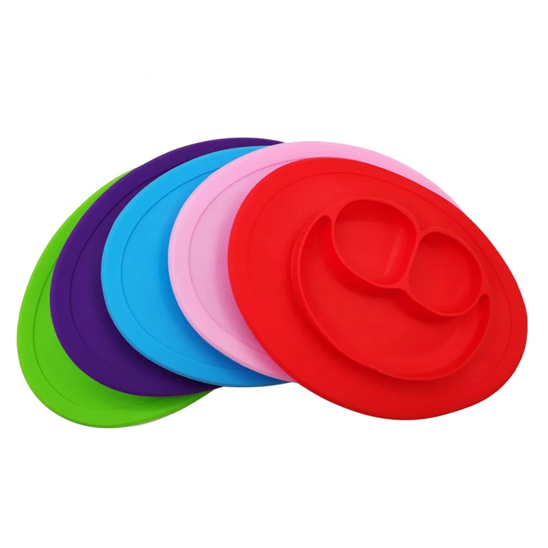 Baby Silicone Dining Plates Food Grade Toddle Dishes Cute Smile Face Lunch Tableware Children Fruit Tray Baby Kids Feeding Bowl