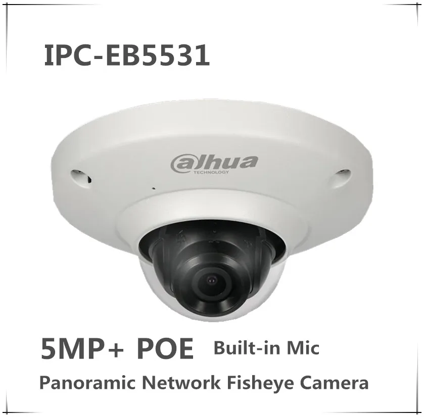 

Wholesale Original English IPC-EB5531 5MP POE Network Fisheye Camera IP67 Built-in Mic with logo Mic SD card slot EB5531