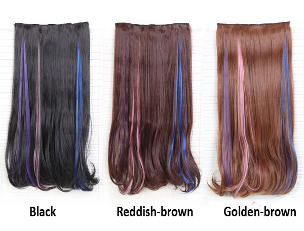 19 20 Inch Pink Purple And Blue Highlights Color Clip In Hair