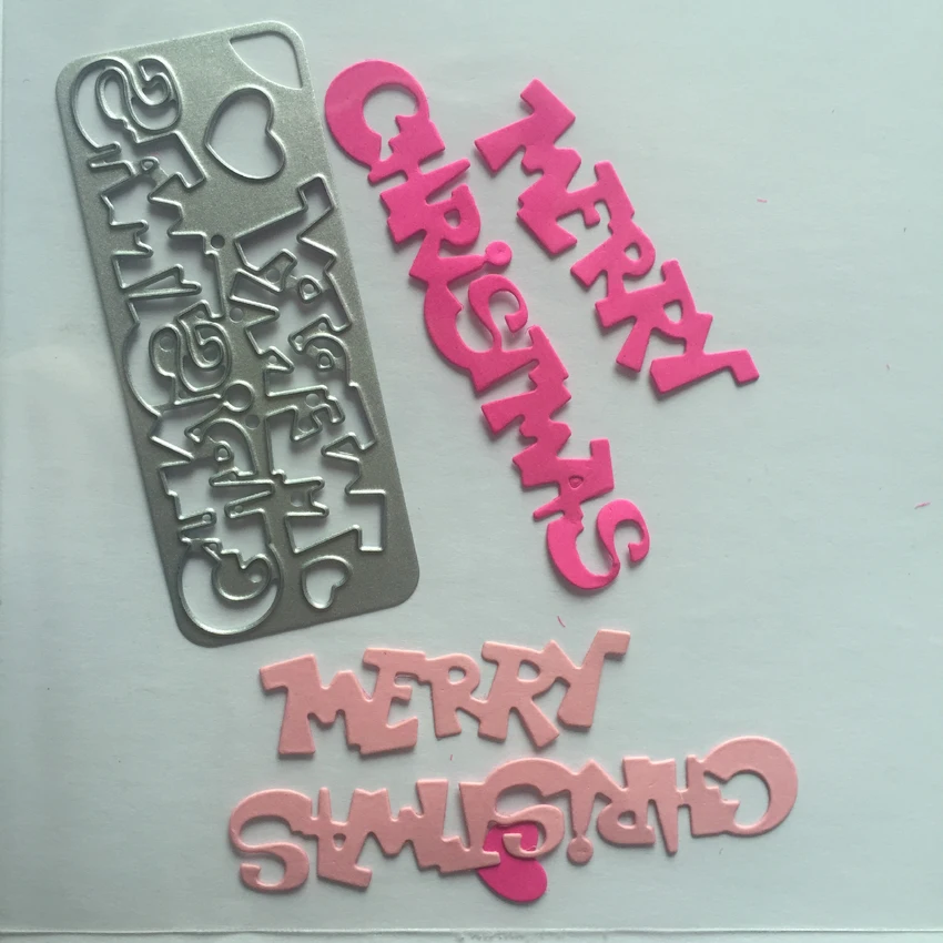 

Art words "Merry Christmas" metal die cutting scrapbooking die cut fustelle per embossing folder troqueles metal craft dies