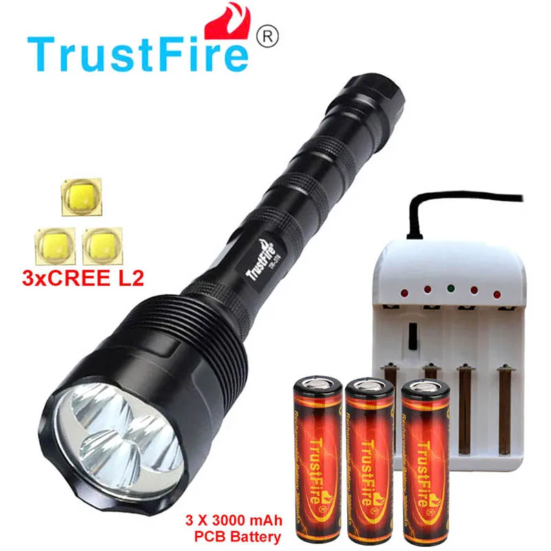 Trustfire 3 * XML L2 18650 Вспышка ** 3800 лм 5 режимов светодиодная водонепроницаемая лампа