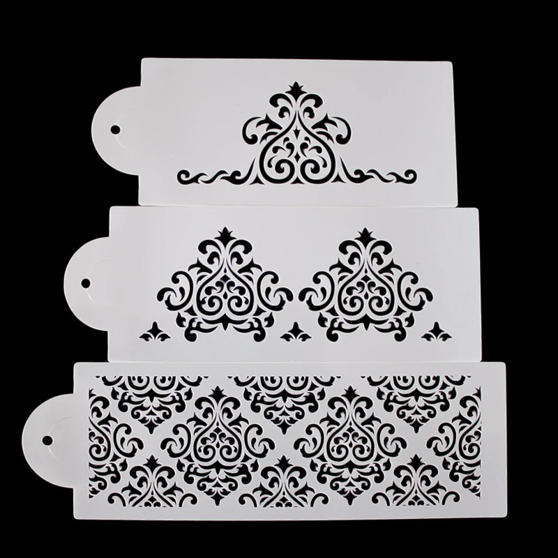 cheap 3PCS Cake Biscuit Stencil Bakery Tool Fondant Mold Crown King Princess Queen Bakeware Baking Fondant Cake Stencil Template Mold