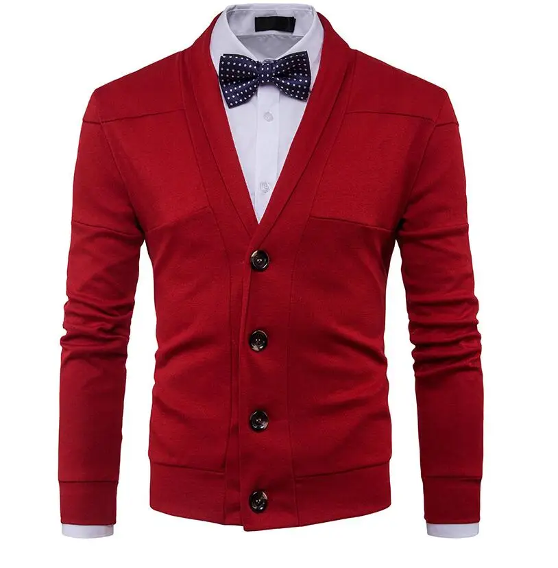 Осенняя зимняя одежда мужской модный Повседневный свитер Британский Ретро кардиган с v-образным вырезом мужской тонкий свитер куртка