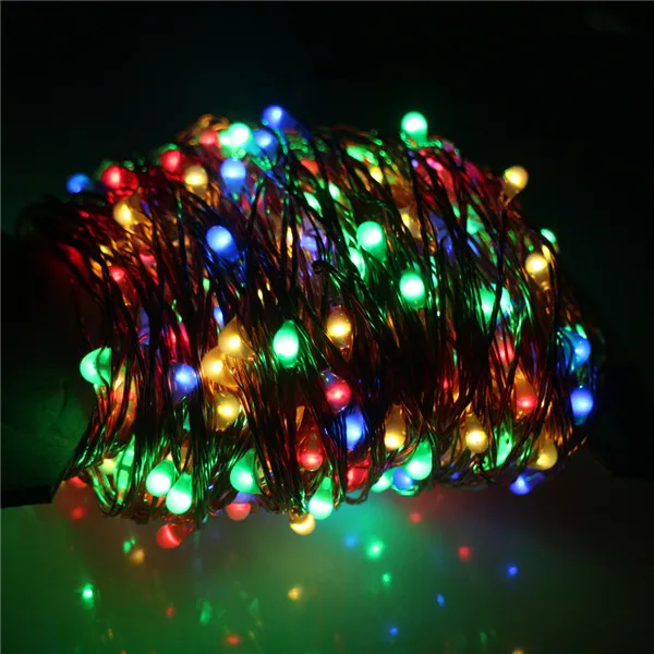 Солнечные 30 м/99FT 300 светодиодов Открытый медный провод гирлянды вспышка Звездное освещение букет Рождественское украшение - Испускаемый цвет: Multicolor