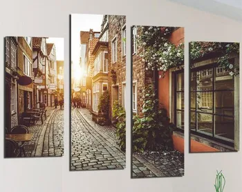 

4 pcs,Full Square 5D DIY Diamond Painting,"town Street natura scenery"Diamond Embroidery Cross Stitch,Mosaic,stickers home decor